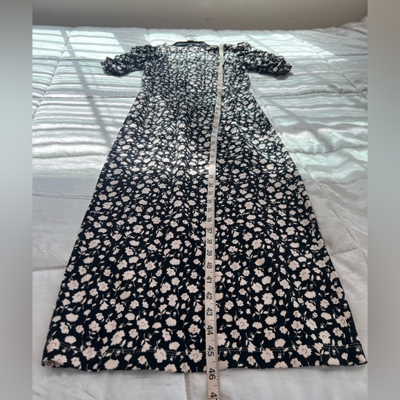 Free People Rosie Midi Dress Black White Floral Puff Sleeve Open Back Small NWT - Picture 12 of 16